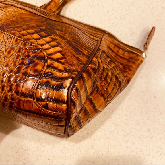 Brahmin Melbourne Baguette Croc Pecan brown Shoulder Handbag Bag - Picture 10 of 15